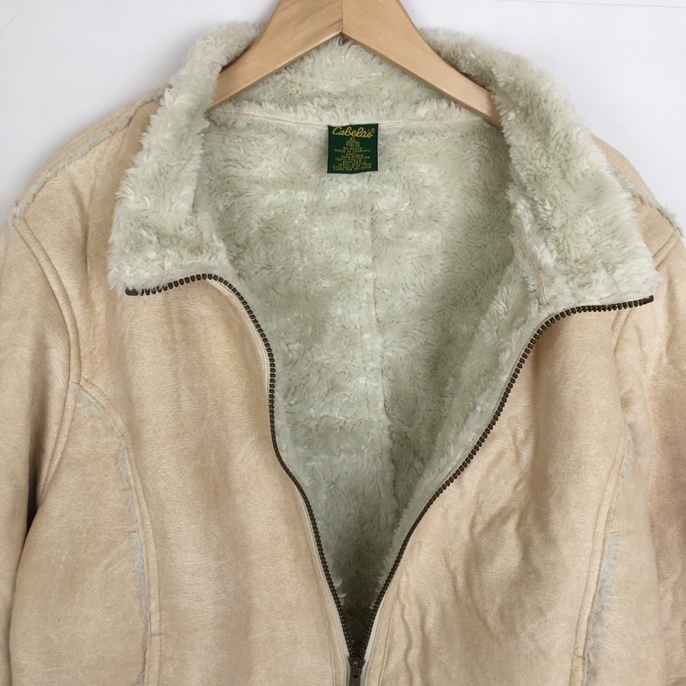 Cabela's Women’s Shearling Coat Faux Suede Fur Winter Jacket Tan Size XL - Picture 6 of 10